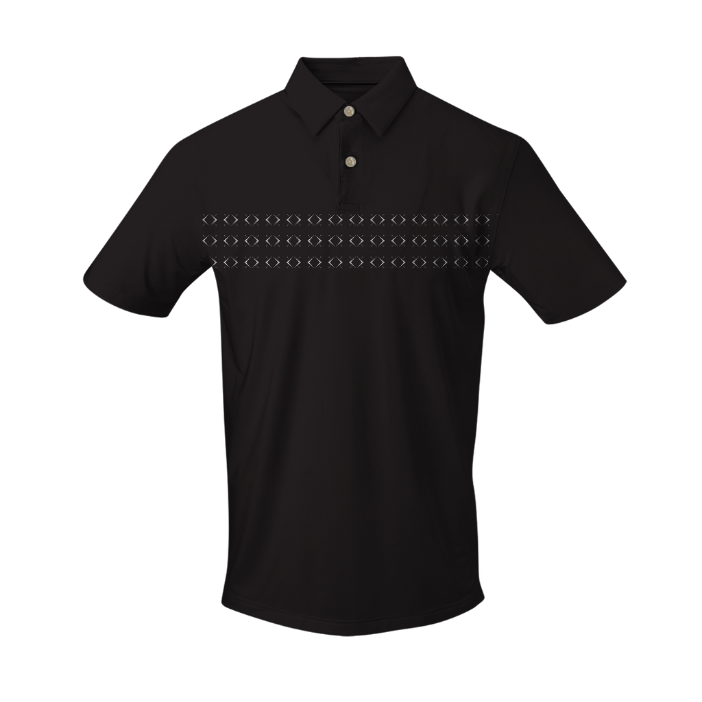 THE JUSTIN DOT ARGYLE SHORT SLEEVE POLO - Black/Cloud 26803