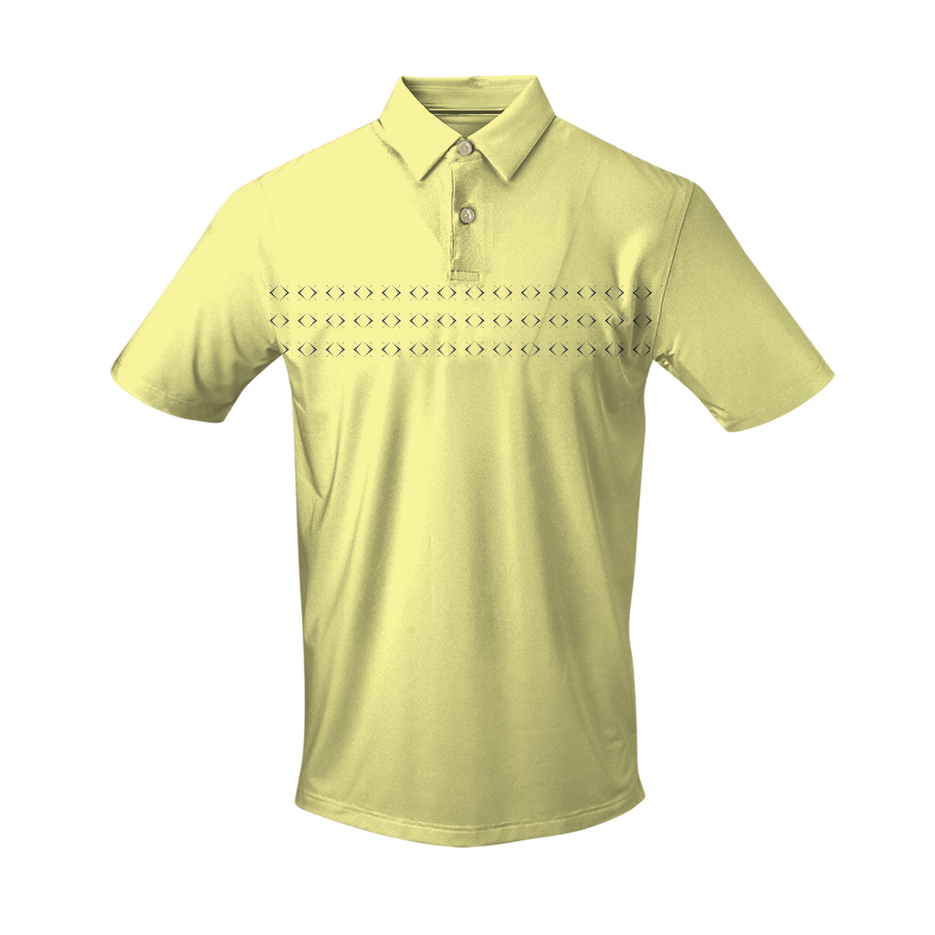 THE JUSTIN DOT ARGYLE SHORT SLEEVE POLO - Butter/Navy 26803