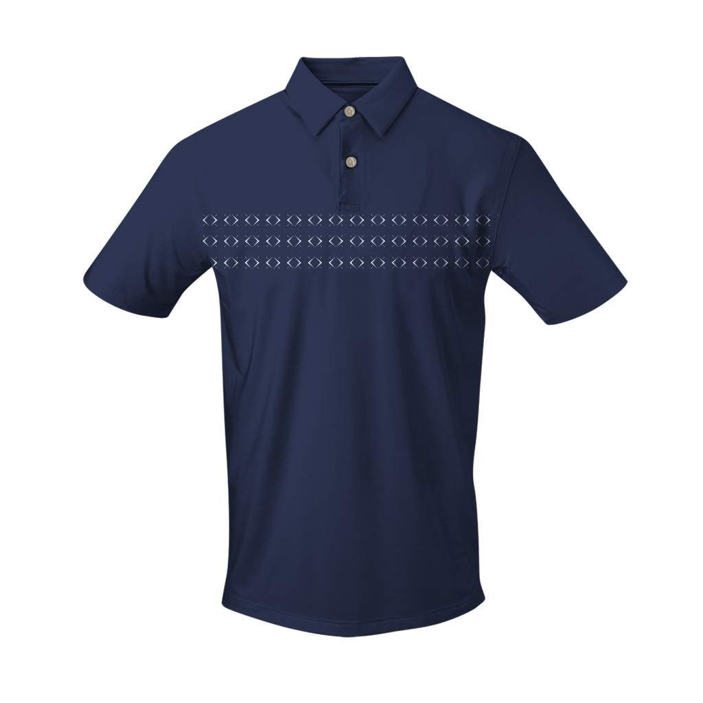 THE JUSTIN DOT ARGYLE SHORT SLEEVE POLO - Navy/White 26803