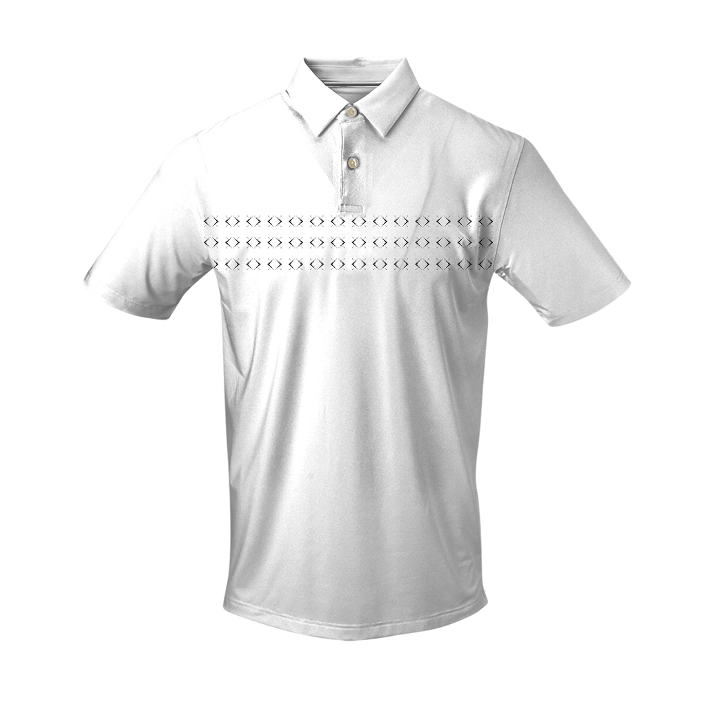 THE JUSTIN DOT ARGYLE SHORT SLEEVE POLO - White/Black 26803