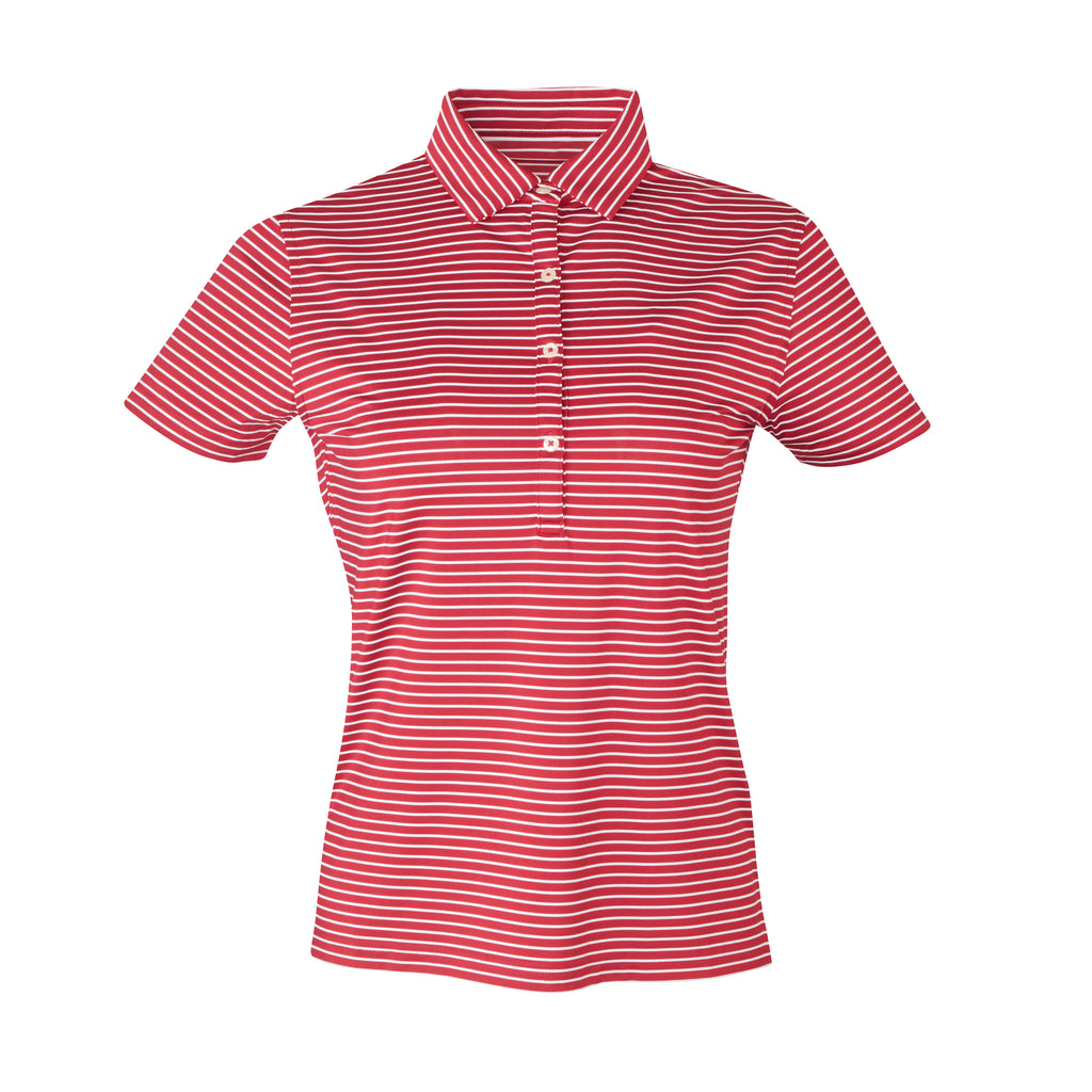 THE WOMEN'S CARMEL STRIPE POLO - Crimson/White IS06809W