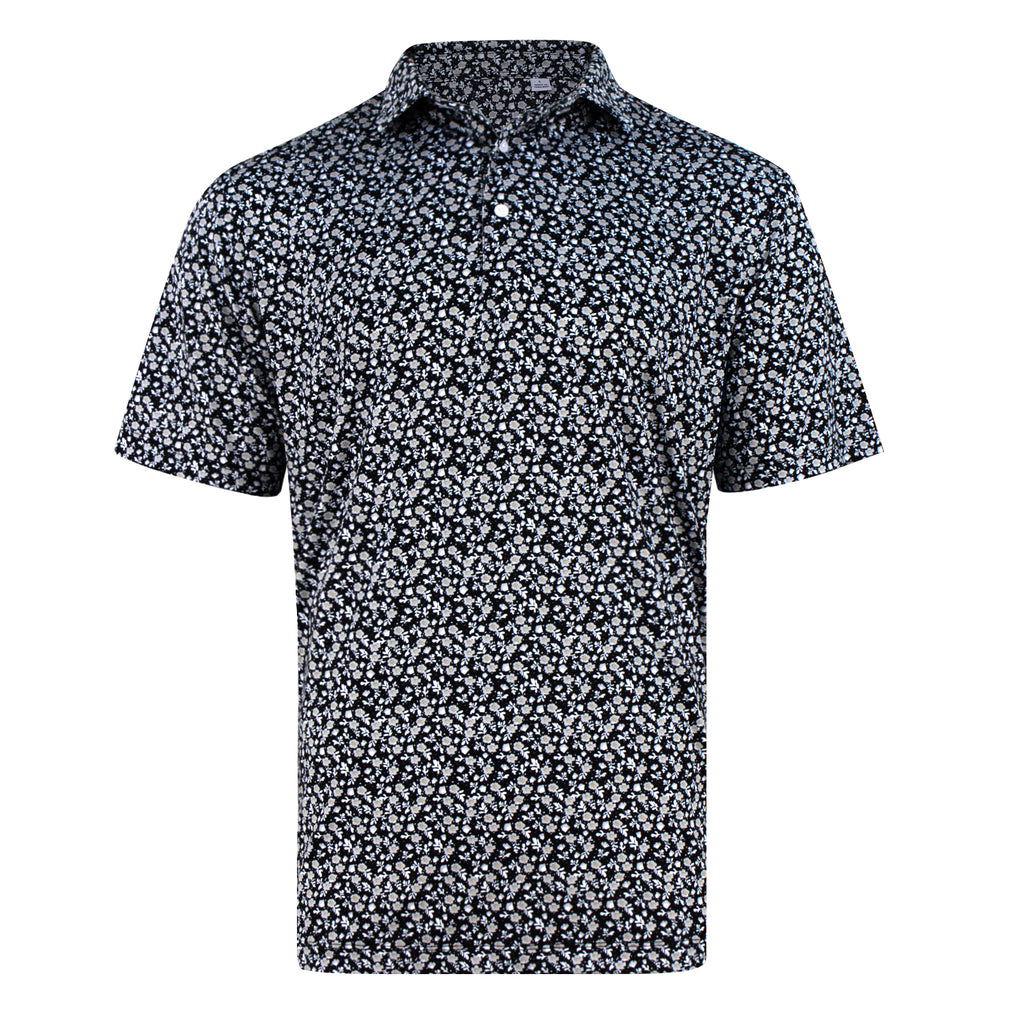 THE AUSTIN ECOTEC MULTI-FLORAL PRINT POLO	 - Black IS16801