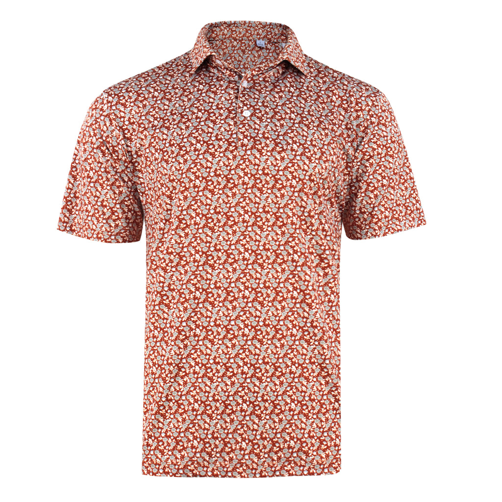 THE AUSTIN ECOTEC MULTI-FLORAL PRINT POLO	 - Burnt Orange IS16801