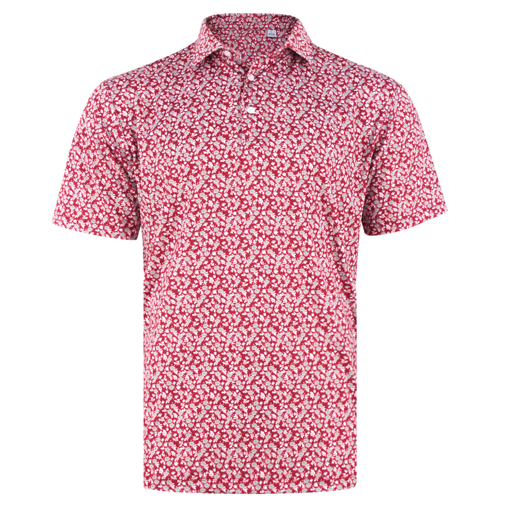 THE AUSTIN ECOTEC MULTI-FLORAL PRINT POLO Crimson IS16801