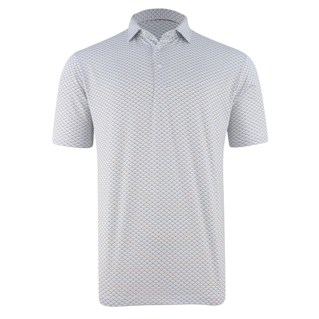 THE PEACOCK ECOTEC SEMI CIRCLE PRINT POLO - White IS16802