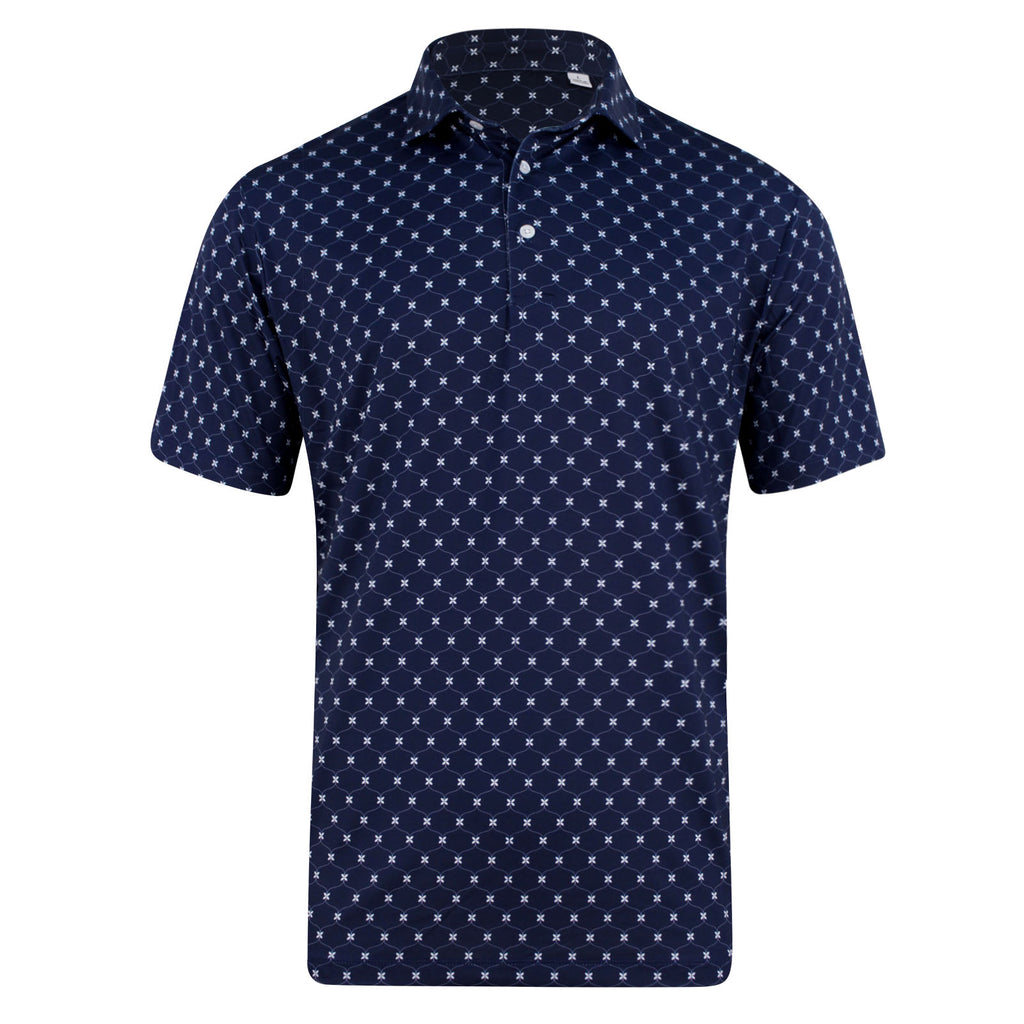 THE LANAI ECOTEC LINKED FLORAL POLO - Navy IS16803