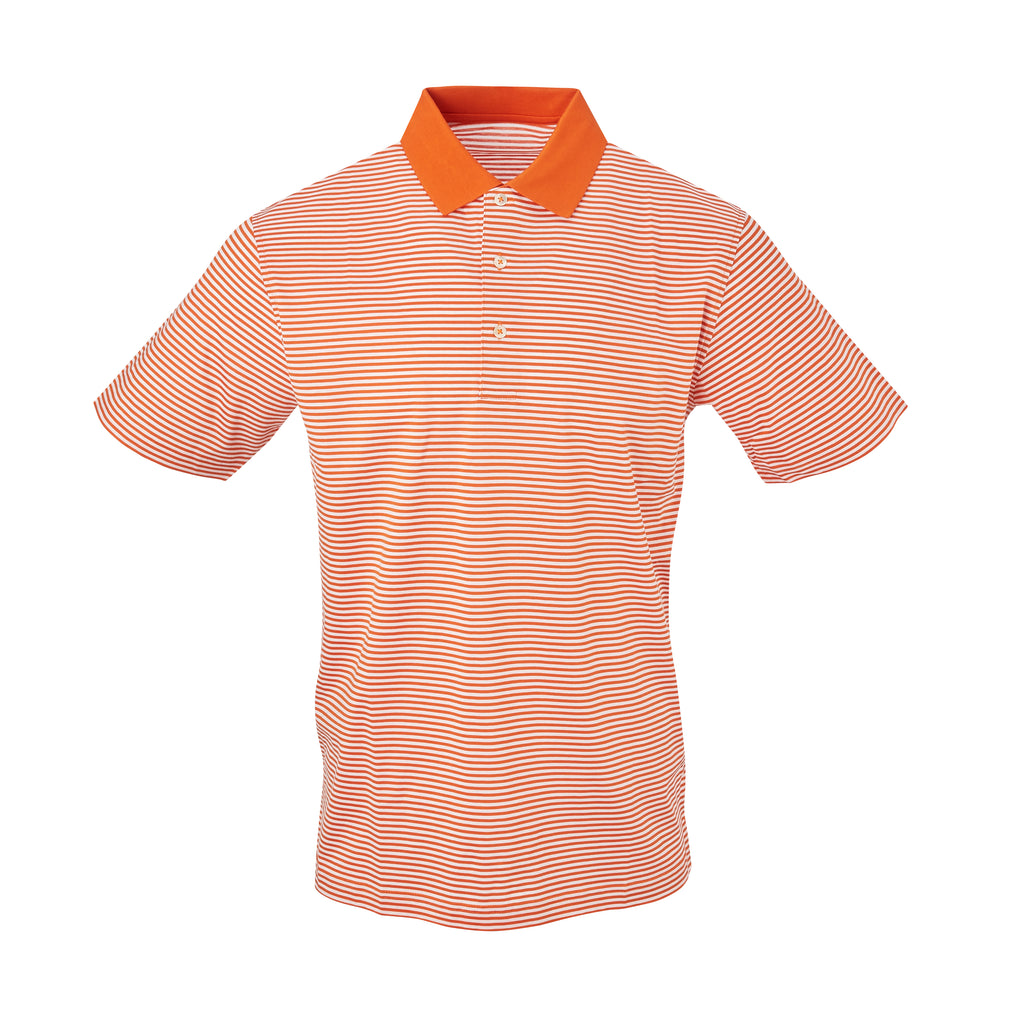 THE COMMANDER MERCERIZED STRIPE POLO - Burnt Orange/White IS22210A