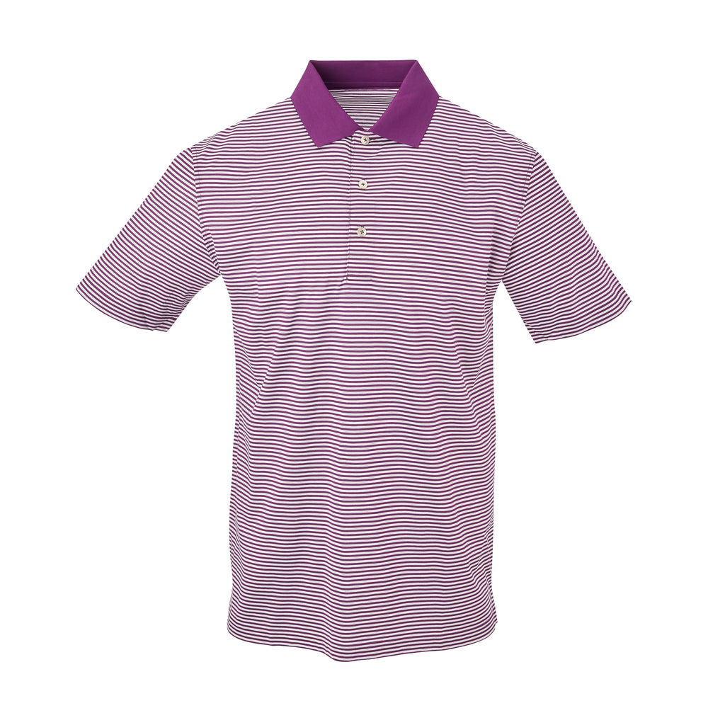 THE COMMANDER MERCERIZED STRIPE POLO - Berry/White IS22210A