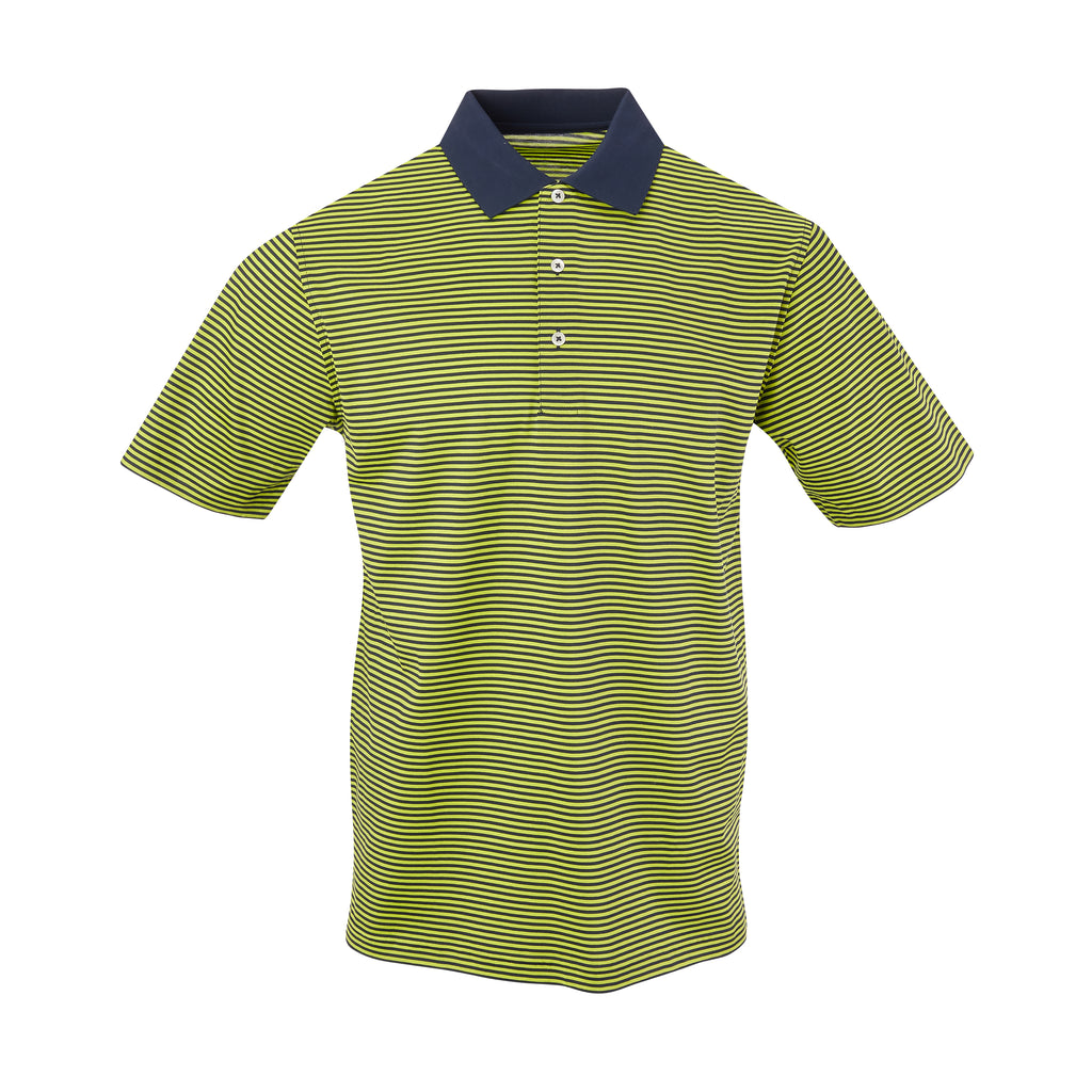THE COMMANDER MERCERIZED STRIPE POLO - Navy/Lime IS22210A