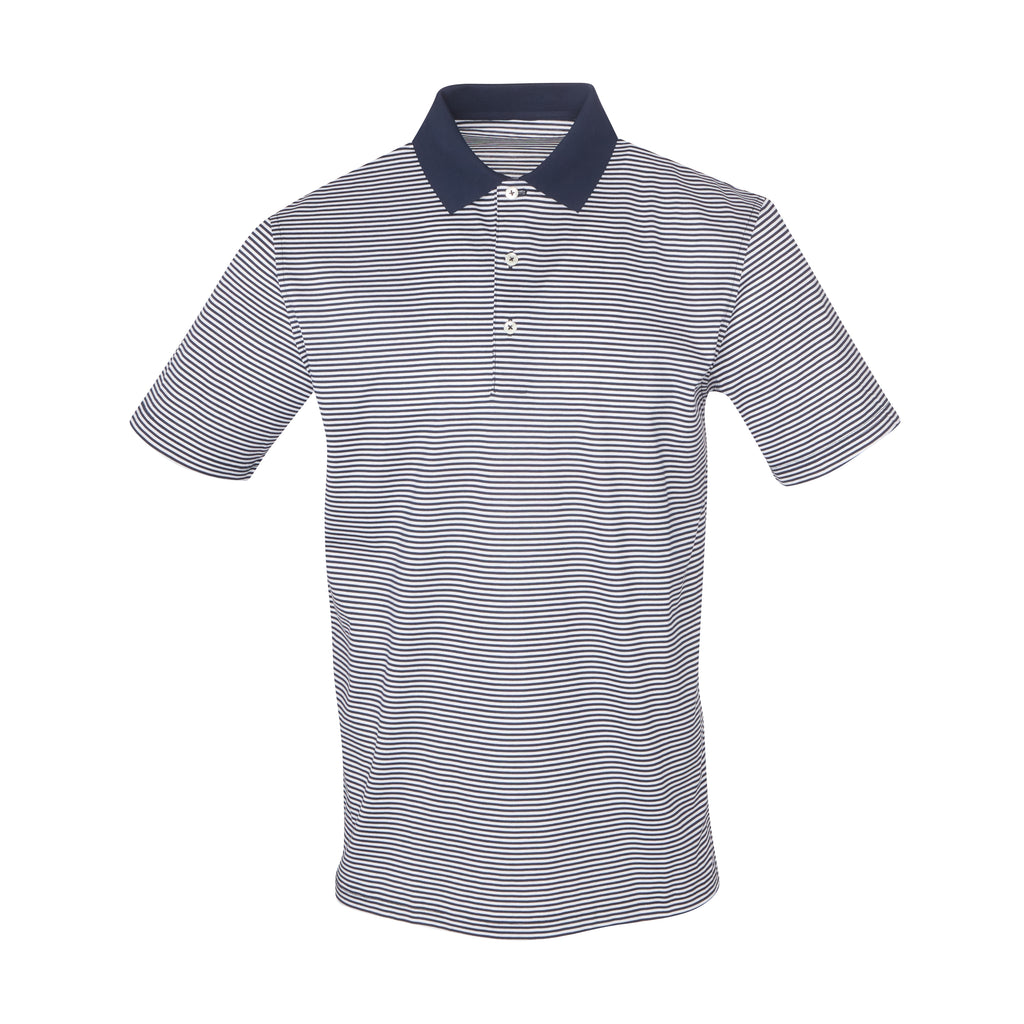 THE COMMANDER MERCERIZED STRIPE POLO - Navy/White IS22210A