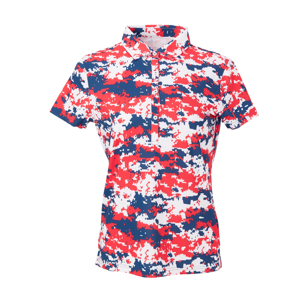 THE WOMEN'S PULIDO DIGITAL CAMO POLO - Red/White/Blue IS46002W