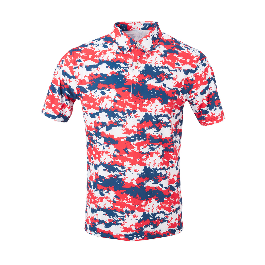 THE PULIDO DIGITAL CAMO POLO - Red/White/Blue IS46002