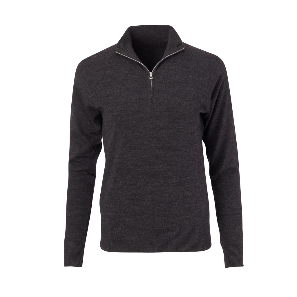 THE WOMEN'S CHITOWN MERINO HALF ZIP PULLOVER - Black Heather IS75708HLSW