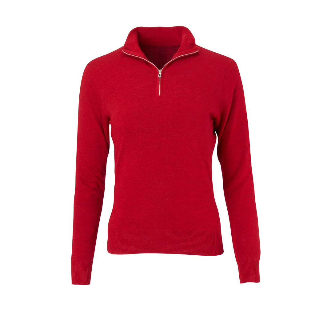 THE WOMEN'S CHITOWN MERINO HALF ZIP PULLOVER - Crimson Heather IS75708HLSW
