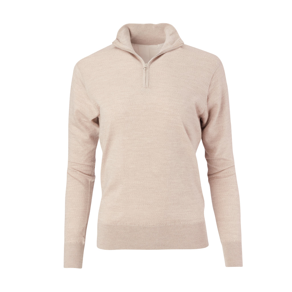 THE WOMEN'S CHITOWN MERINO HALF ZIP PULLOVER - Tan Heather IS75708HLSW