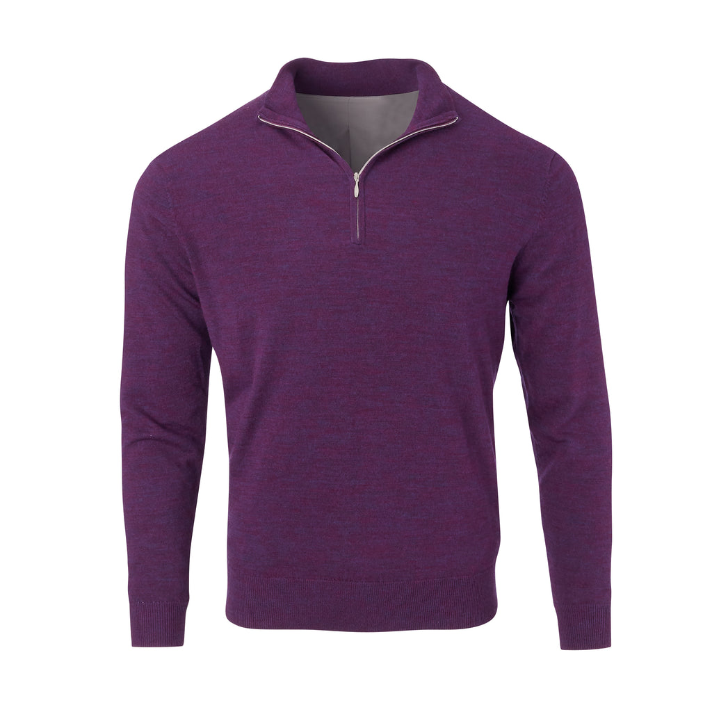 THE CHITOWN MERINO HALF ZIP PULLOVER - Berry Heather IS75708HLS