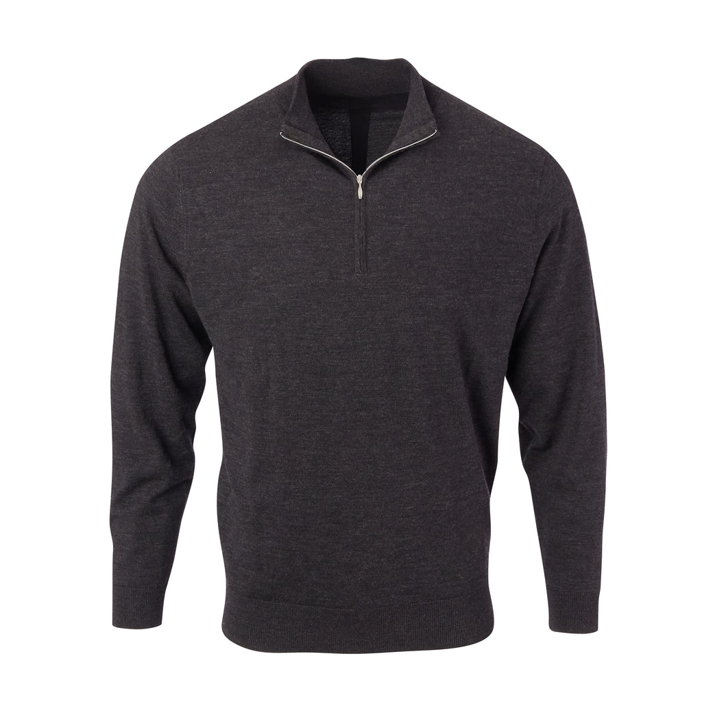 THE CHITOWN MERINO HALF ZIP PULLOVER - Black Heather IS75708HLS