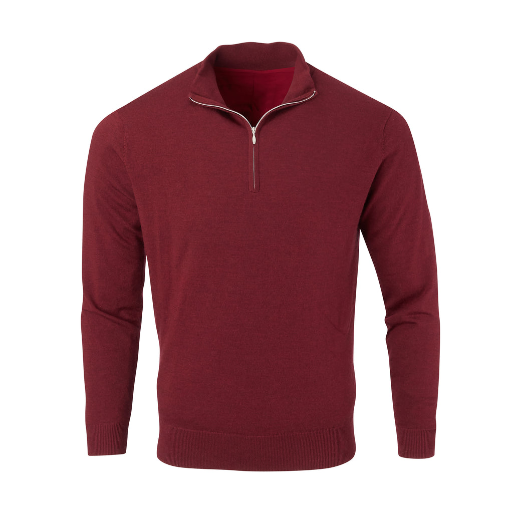 THE CHITOWN MERINO HALF ZIP PULLOVER - Merlot Heather IS75708HLS
