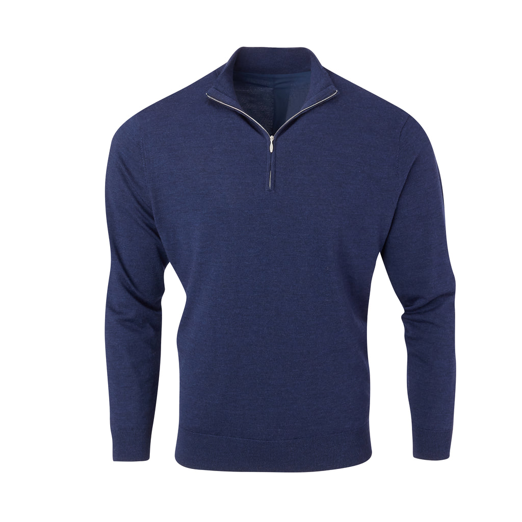 THE CHITOWN MERINO HALF ZIP PULLOVER - Navy Heather IS75708HLS
