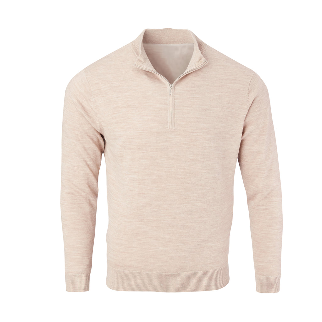 THE CHITOWN MERINO HALF ZIP PULLOVER - Tan Heather IS75708HLS