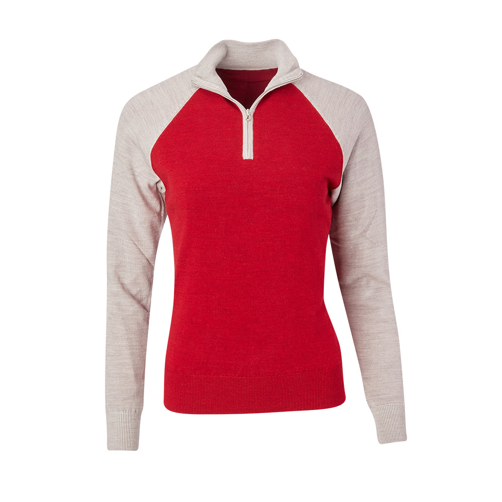 Red half zip outlet pullover women's