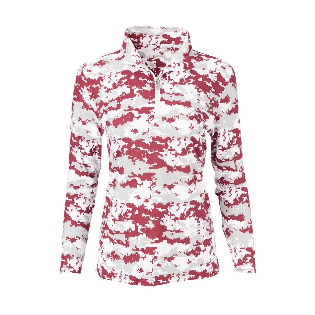THE WOMEN'S PULIDO DIGITAL CAMO HALF ZIP PULLOVER - Merlot IS76005W