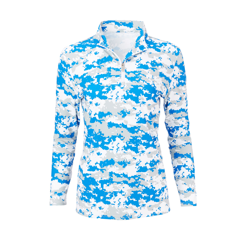 THE WOMEN S PULIDO DIGITAL CAMO HALF ZIP PULLOVER Nautical Blue IS76 FullturnDirect
