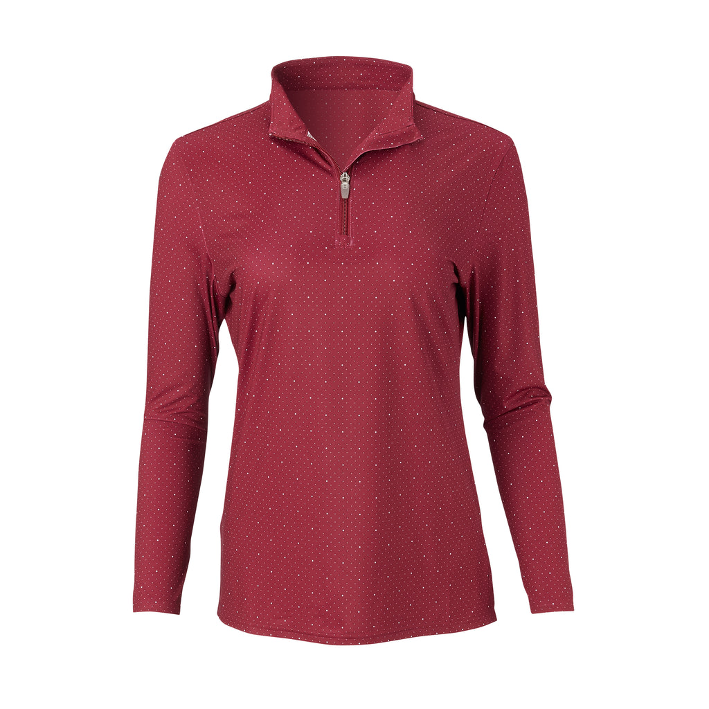 THE WOMEN'S SKYWALKER HALF ZIP PULLOVER - Merlot/White IS76216W