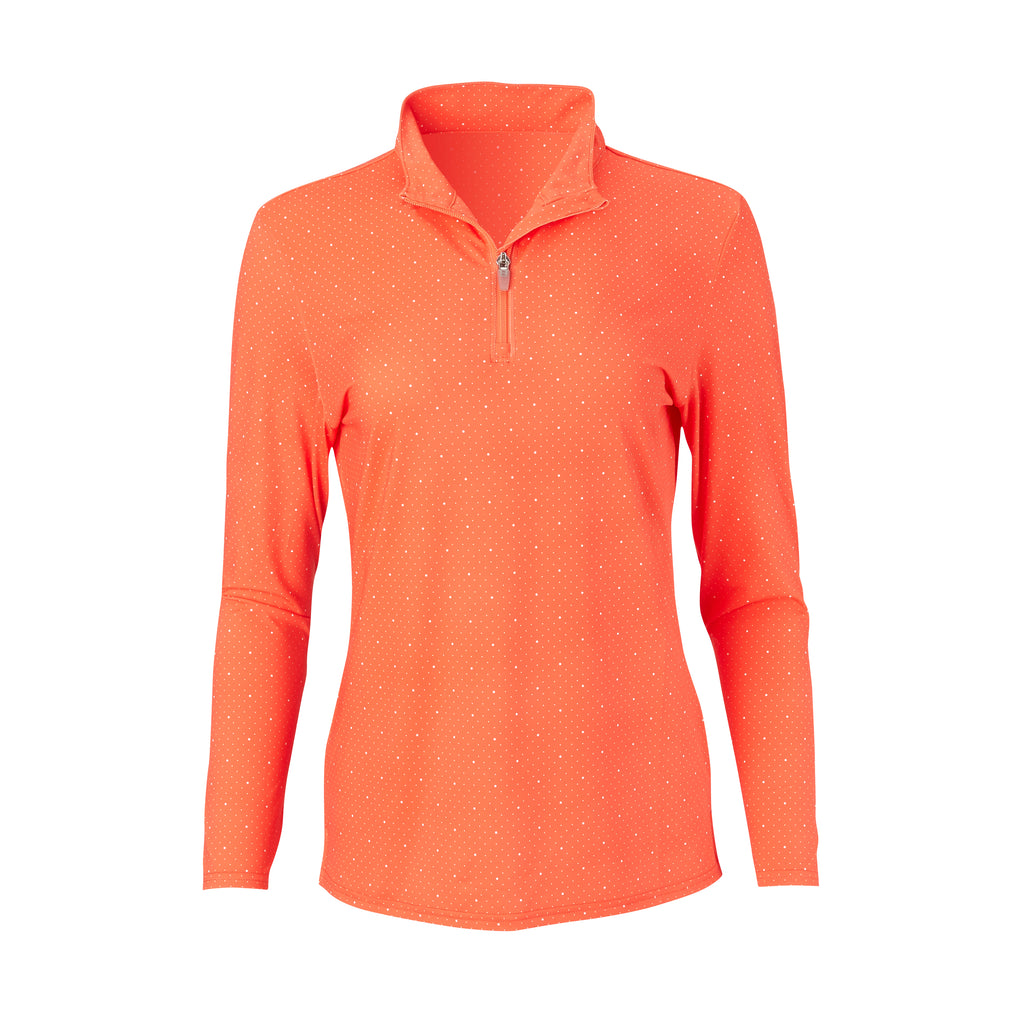 THE WOMEN'S SKYWALKER HALF ZIP PULLOVER - Vibrant Orange/White IS76216W