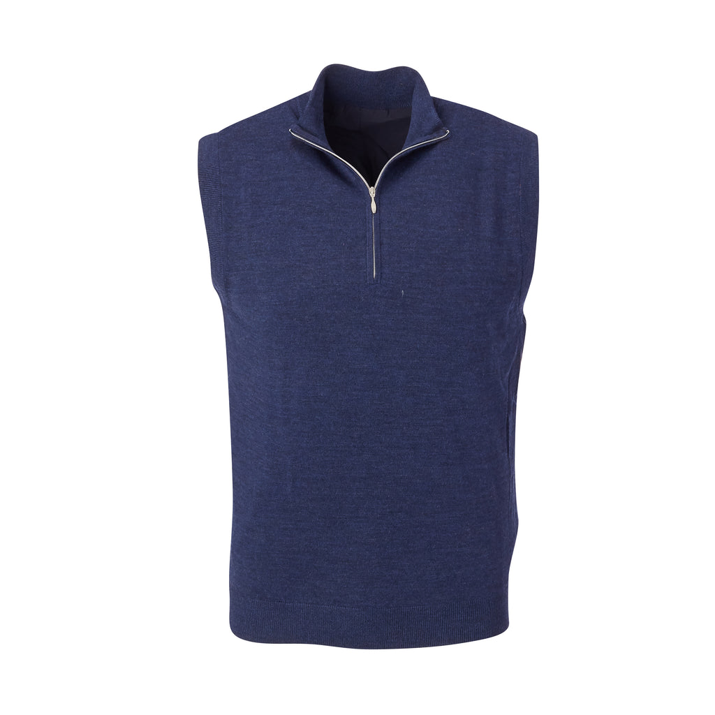 THE CHITOWN MERINO HALF ZIP VEST- Navy Heather IS85708HZVE