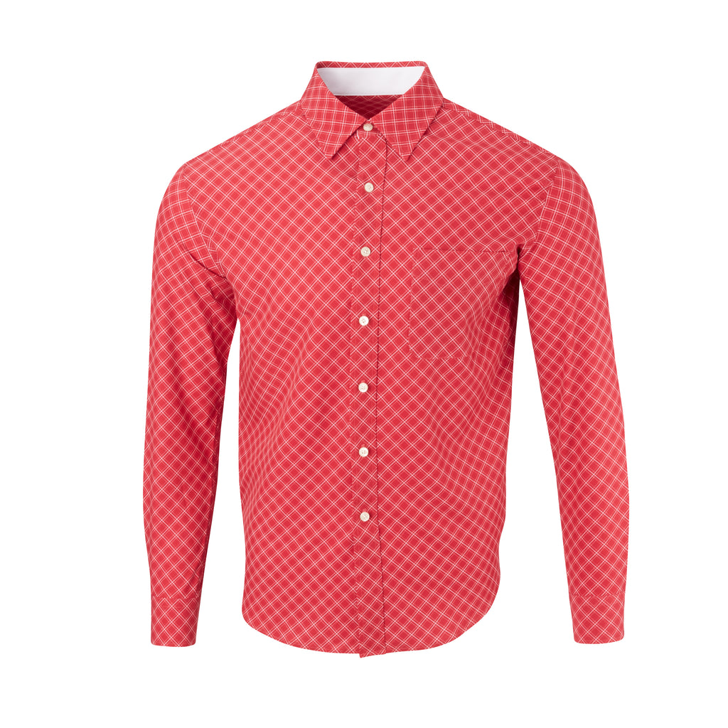 THE  BOSS JASON DIAGONAL SPORT SHIRT - IS92310 Crimson/White