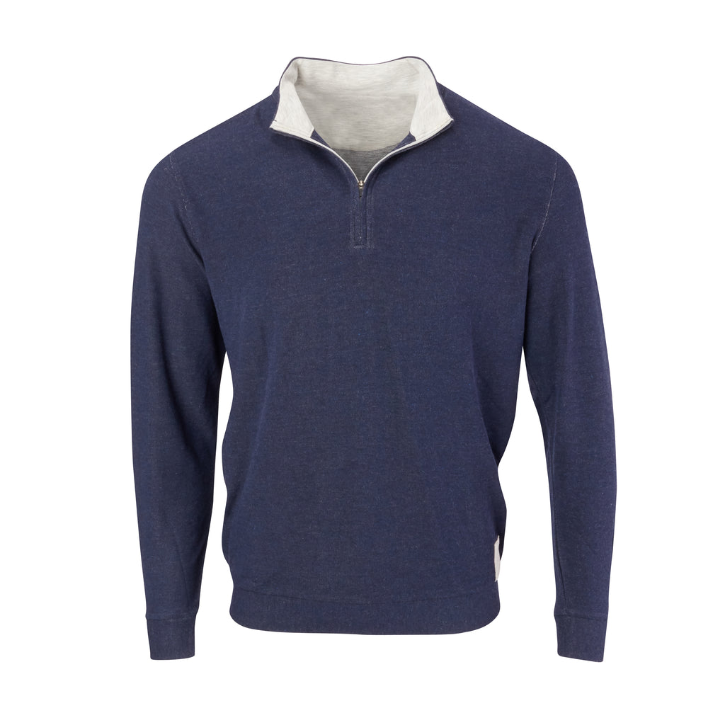 THE BEACHWOOD CASHTEC HALF ZIP PULLOVER - Navy/Cloud IS95620HZ