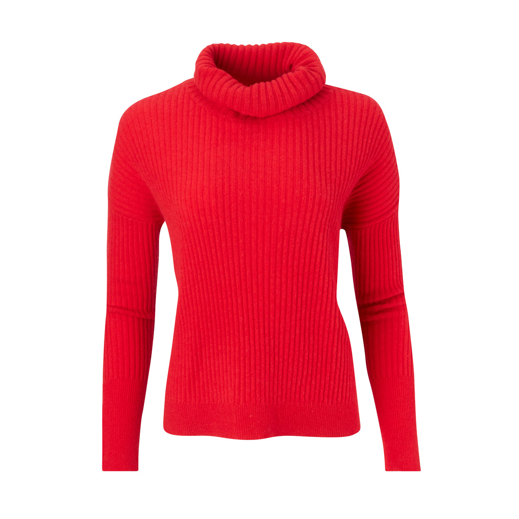 THE WOMEN'S MARILYN CASHMERE  RIBBED TURTLENECK  SWEATER - Red OS05709TLS