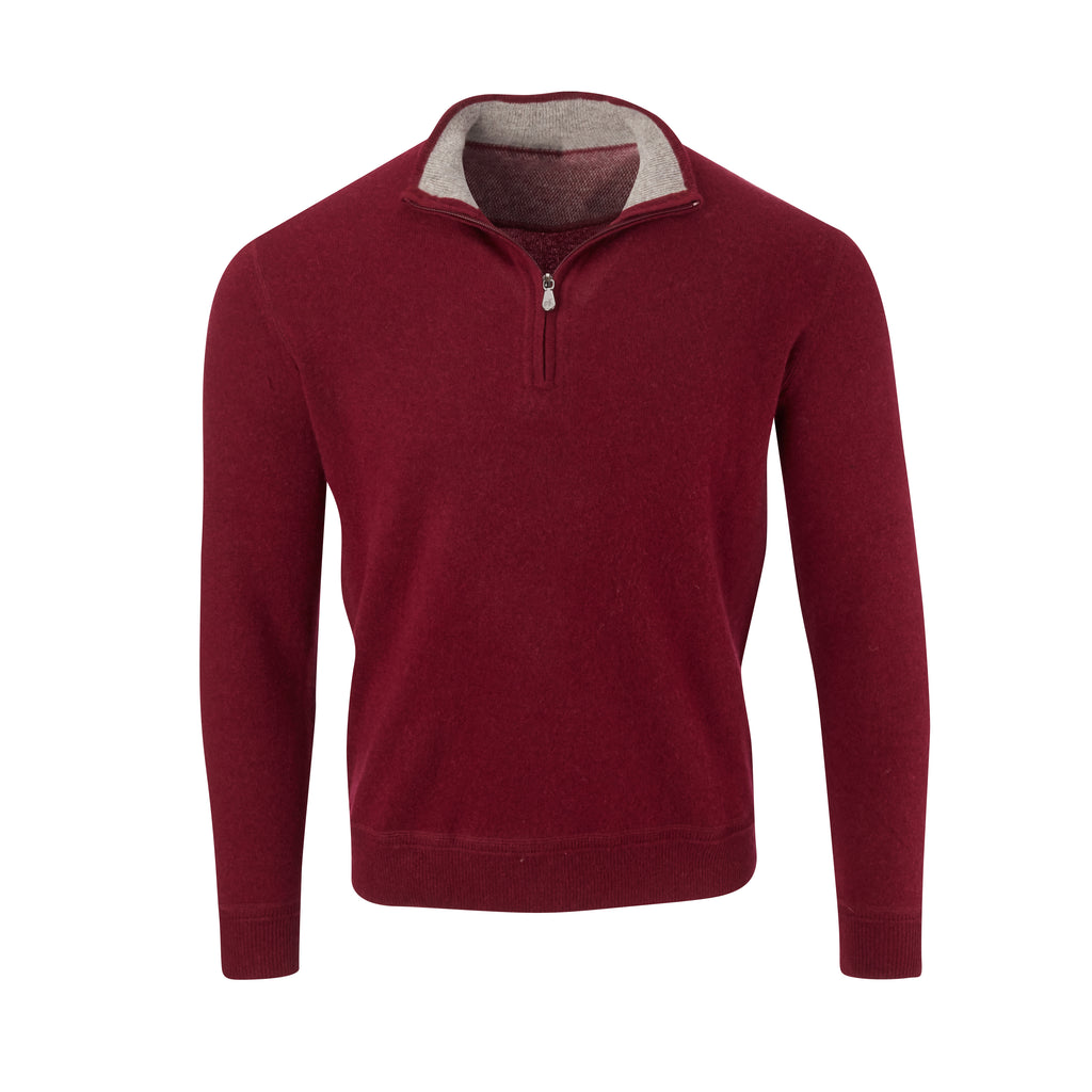 THE RODEO CASHMERE HALF ZIP SWEATER - Merlot OS35709HLS