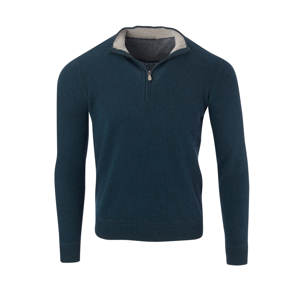 THE RODEO CASHMERE HALF ZIP SWEATER - Peacock OS35709HLS