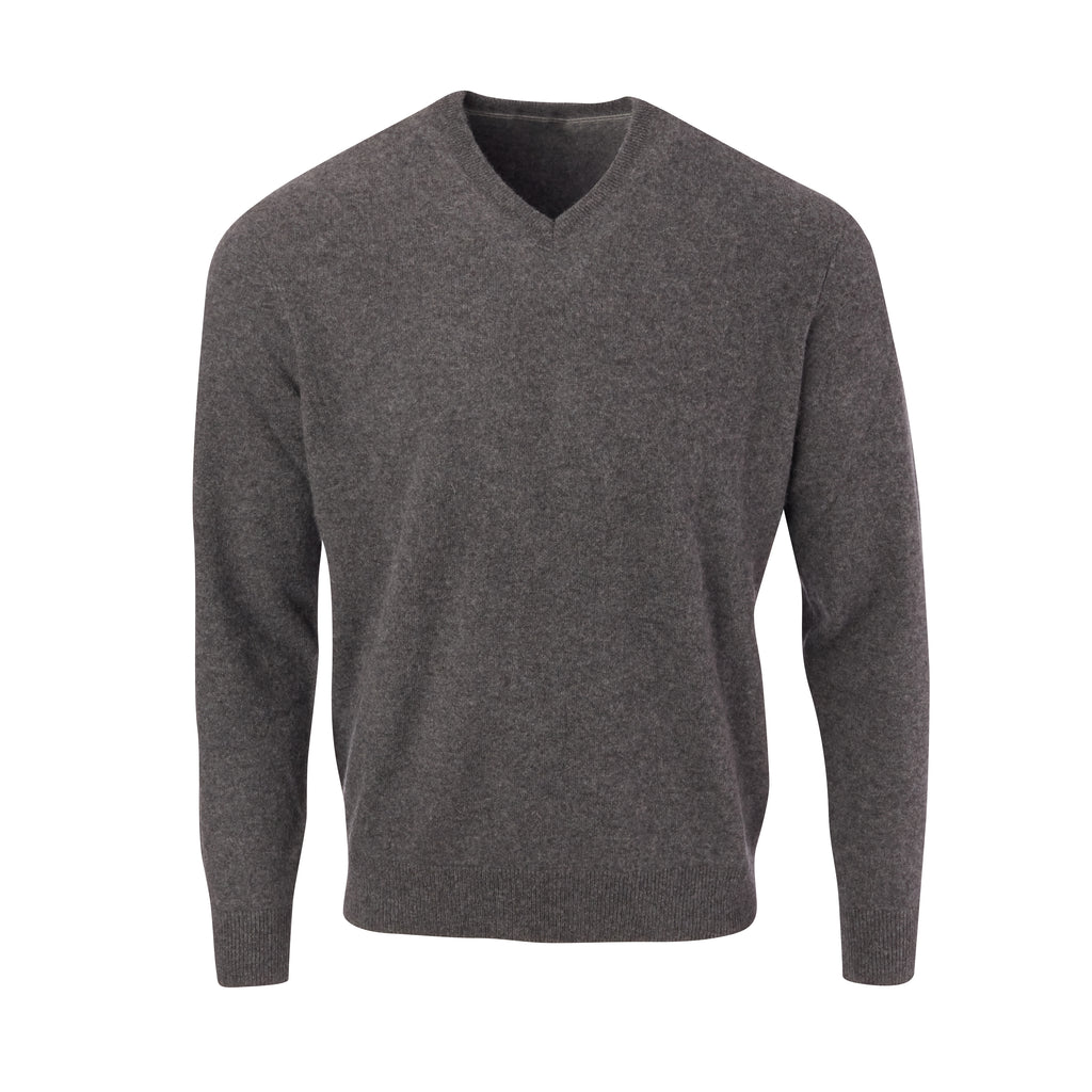 THE 5TH AVENUE CASHMERE V-NECK SWEATER - Granite OS35709VLS