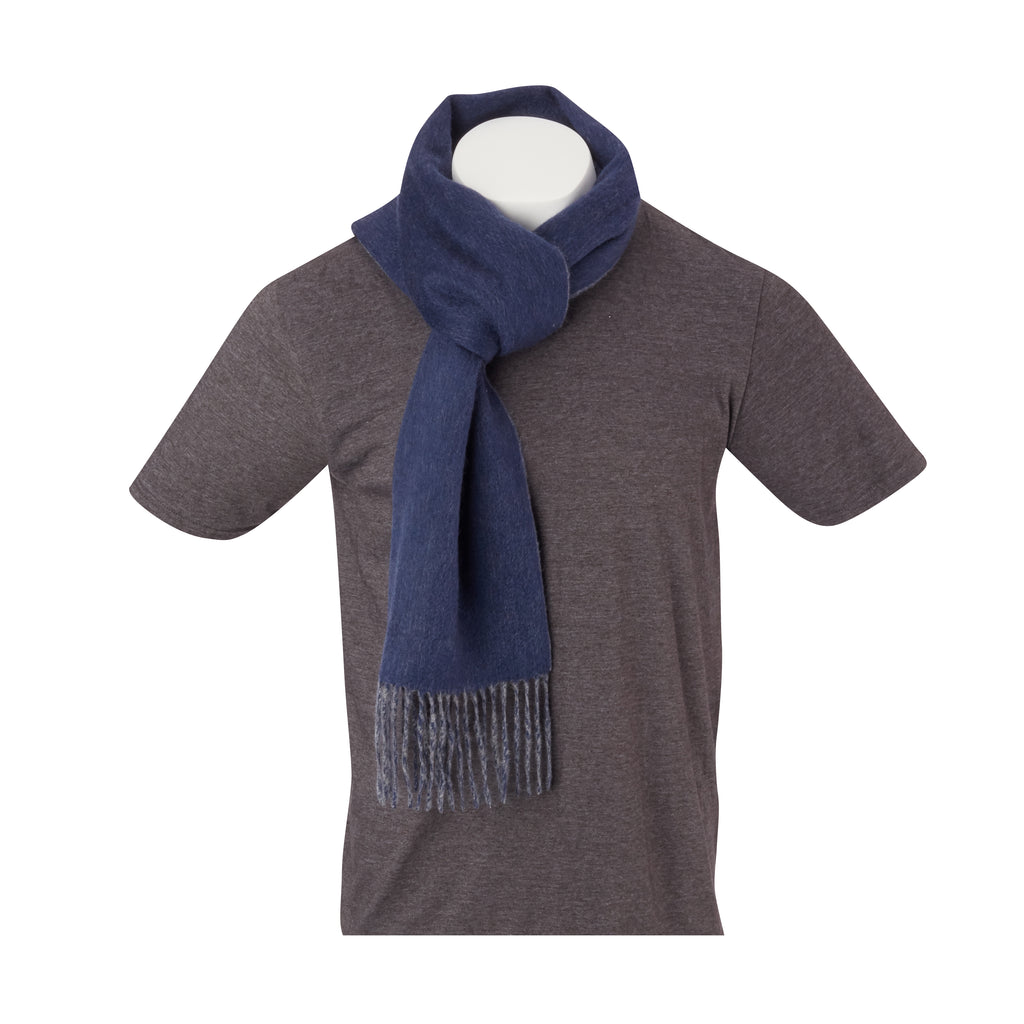 THE CROSBY CASHMERE  DOUBLE FACED SCARF - Navy/Granite OS85779SCRF